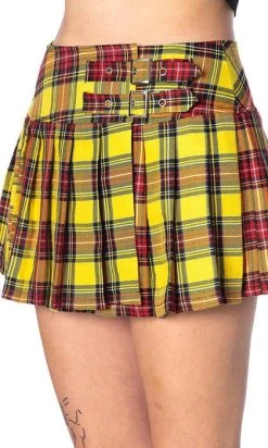 BANNED ALTERNATIVE Darkdoll [Yellow Tartan] | MINI SKIRT* -Punk Rave Store banned apparel yellow tartan mini skirt 4 2c722371 d83a 488d a6e2 f956d489110a 700x700
