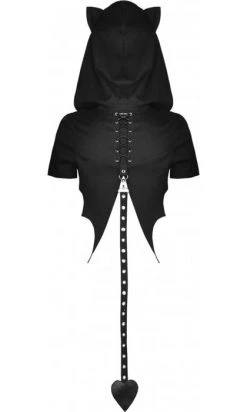 DARK IN LOVE Black Cat | CROPPED HOODIE -Punk Rave Store dark in love cool cat tail cape 19 05d21356 611d 4727 a9b7 8256d874a531 700x700