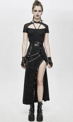 DEVIL FASHION Punk Strapped | LONG SKIRT` -Punk Rave Store devil fashion punk strapped long skirt 5 700x700