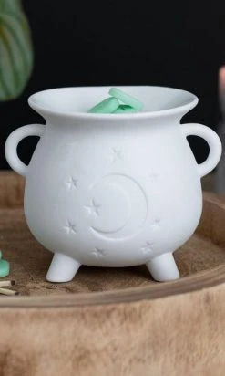 GOTHIC GIFTS White Mystical Moon | CAULDRON OIL BURNER*