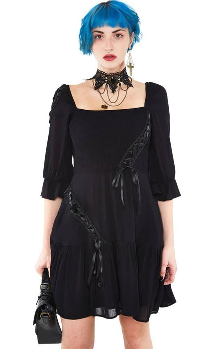 JAWBREAKER Smocked Satin Ribbon | FLARE DRESS** 3 JAWBREAKER Smocked Satin Ribbon | FLARE DRESS**