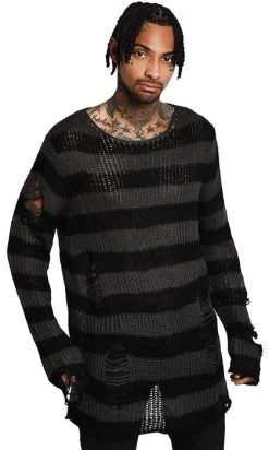 KILLSTAR Ash Distress | KNIT SWEATER -Punk Rave Store killstar ash distress knit sweater 4 9290482e 97a9 41de 9446 51d6ceb572ba 700x700