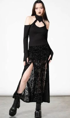 KILLSTAR Charged | Split MAXI SKIRT* -Punk Rave Store killstar charged split maxi skirt 2 9b40fabd 3a13 403c 8a5e 7123ea8310cc 700x700