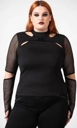 KILLSTAR Lazer Beam | FISHNET SLEEVE TOP* -Punk Rave Store killstar lazer beam fishnet sleeve top 4 13ce52d5 ca42 48ff 877e eb339dd3f21a 700x700