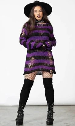 KILLSTAR Hazed Out | KNIT SWEATER -Punk Rave Store killstar wonka knit sweater 9 700x700