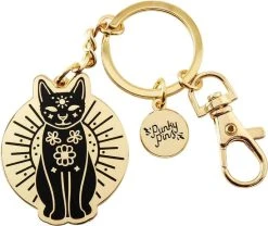 PUNKY PINS Gold & Black Mystic Cat | KEYRING