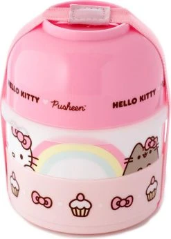 Hello Kitty & Pusheen The Cat Stacked | ROUND BENTO LUNCH BOX