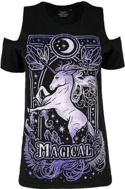 RESTYLE Magical Unicorn [Purple] | COLD SHOULDER T-SHIRT