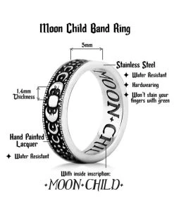 ROGUE AND WOLF Moon Child [Blackened Steel] | RING -Punk Rave Store rogue and wolf moon child blackened steel ring 11 7f018d57 554f 46c0 91fe 80044bf3d6d0 700x700