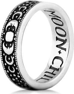 ROGUE AND WOLF Moon Child [Blackened Steel] | RING -Punk Rave Store rogue and wolf moon child blackened steel ring 1 b095c28e 0ad0 4549 a9c2 267b8ed6ef89 700x700