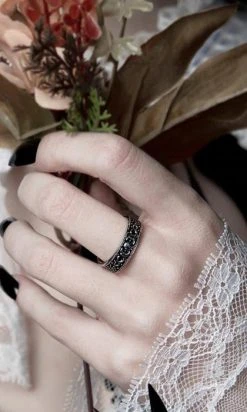 ROGUE AND WOLF Moon Child [Blackened Steel] | RING -Punk Rave Store rogue and wolf moon child blackened steel ring 2 4b037639 f910 44fe a3e8 5ae46aef8e08 700x700