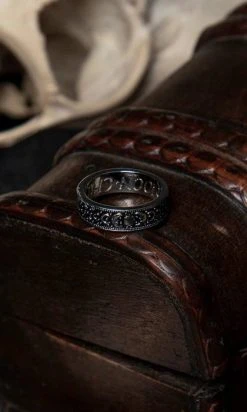 ROGUE AND WOLF Moon Child [Blackened Steel] | RING -Punk Rave Store rogue and wolf moon child blackened steel ring 4 a43c6fd9 bcfe 40fa b155 50951d11d4cf 700x700