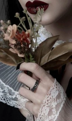 ROGUE AND WOLF Moon Child [Blackened Steel] | RING -Punk Rave Store rogue and wolf moon child blackened steel ring 6 818da9a7 53ce 4648 8461 c62b23689666 700x700