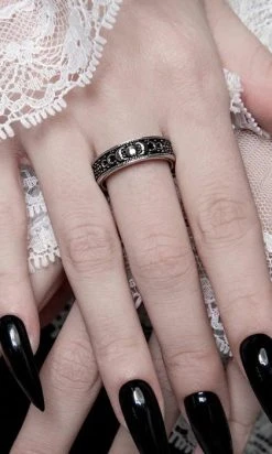 ROGUE AND WOLF Moon Child [Blackened Steel] | RING -Punk Rave Store rogue and wolf moon child blackened steel ring 9 ed2d98f1 fc1b 4f4f a771 375ea4467ef3 700x700