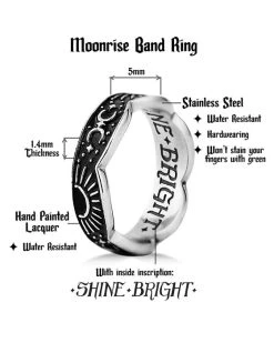 ROGUE AND WOLF Moonrise [Blackened Steel] | RING -Punk Rave Store rogue and wolf moonrise blackened steel ring 10 d70d12c0 0e04 449e a74b a12da09e416f 700x700