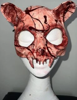 SARAH MUDLE Cat Skull [Blood Splatter] | MASK* -Punk Rave Store sarah mudle cat skull blood splatter mask 1 314d0f6a f9a2 4738 a89c cc7f47d3e7ab 700x700