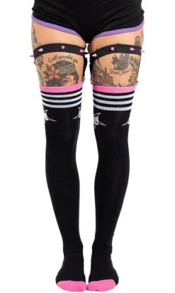 TOO FAST APPAREL Hello Satan Kitty | THIGH HIGH GARTER SOCKS -Punk Rave Store too fast apparel hello satan kitty thigh high garter socks 2 6ef5b4da 53cb 42a2 bbe9 e0f093319a86 700x700