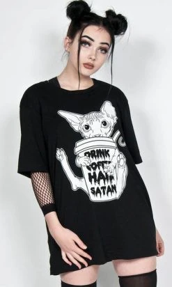 TWISTED Drink Coffee, Hail Satan | T-SHIRT -Punk Rave Store twisted drink coffee hail satan t shirt 2 700x700